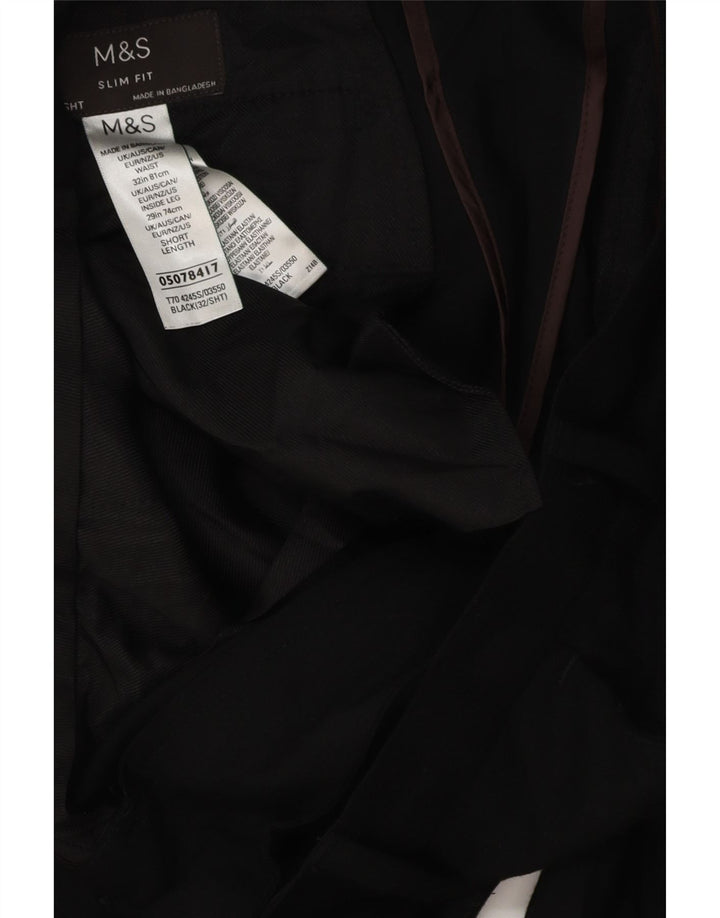 Calça Chino Masculina Slim Fit MARKS & SPENCER W32 L28 Poliéster Preto