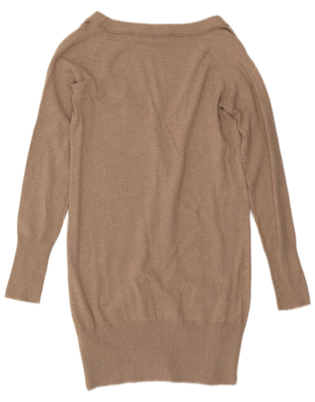 Suéter cardigã feminino Zara Longline Reino Unido 12 algodão bege médio