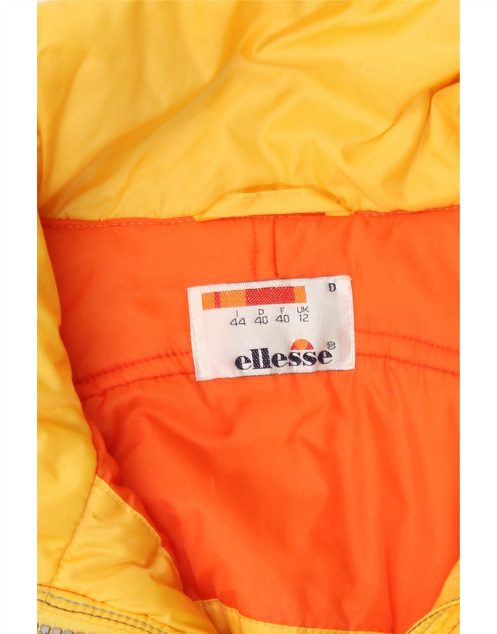 Jaqueta de esqui Ellesse feminina com capuz grande UK 12 poliamida amarela média