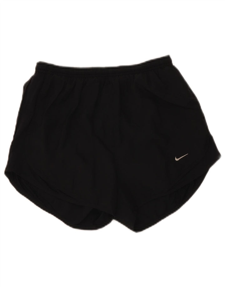 Shorts esportivos femininos Nike Dri Fit UK 8 pequenos poliéster preto