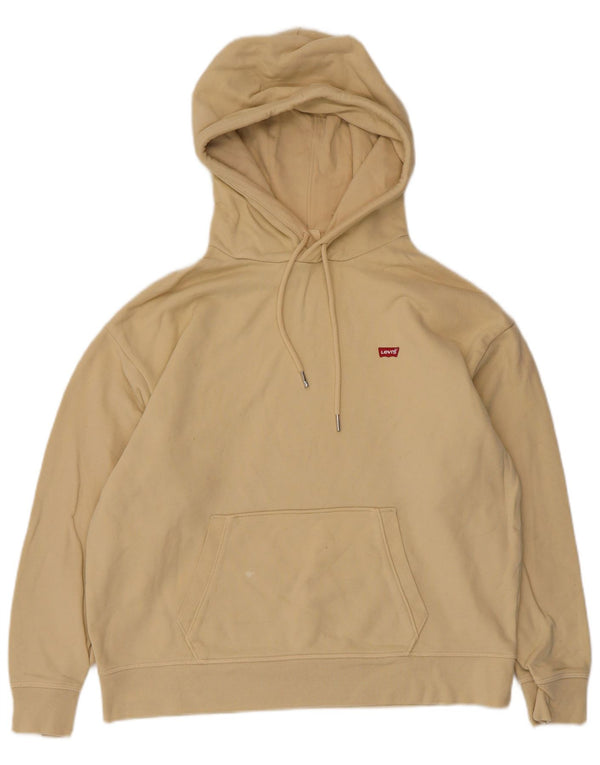 Suéter com capuz feminino Levi's UK 16 grande algodão bege