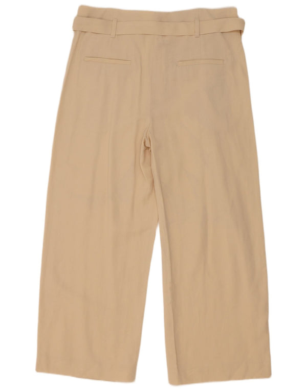 Calça Chino Feminina Zara Cintura Alta Pegged Grande W30 L27 Poliéster Bege
