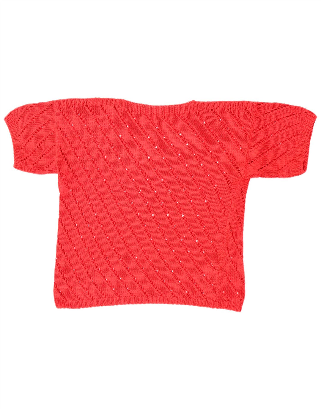 Suéter feminino vintage de manga curta com gola canoa e gola redonda Reino Unido 14 médio vermelho