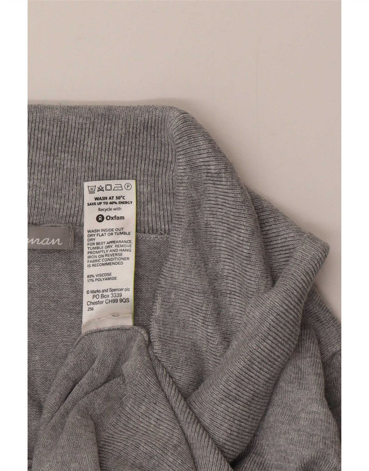 Suéter feminino Marks & Spencer com gola redonda Reino Unido 12 viscose cinza médio