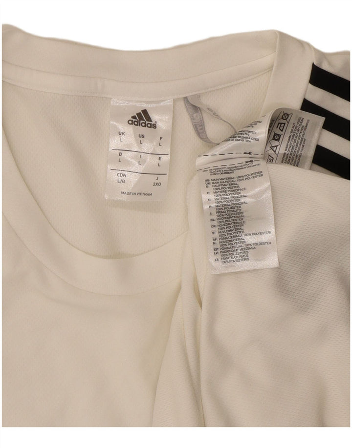 Adidas Mens Climalite Camiseta Top Grande Branco Colorblock Poliéster