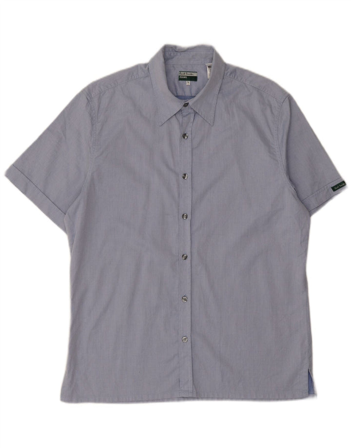 Camisa masculina de manga curta Paul Smith grande algodão manchado azul