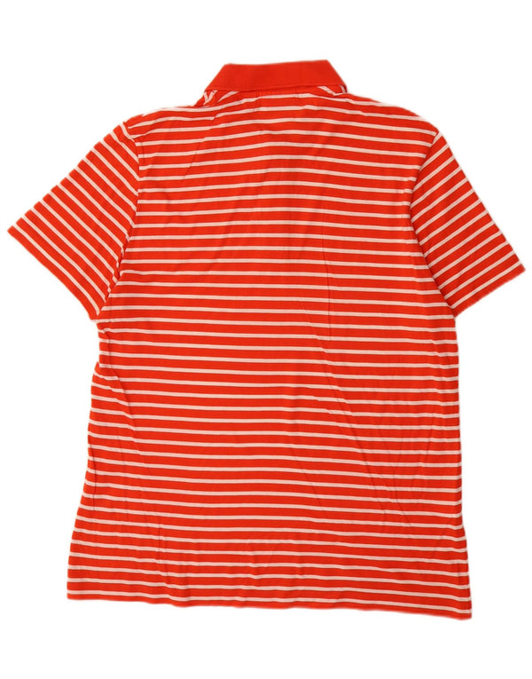 Camisa polo masculina Lacoste Regular Fit tamanho 5 grande algodão listrado laranja