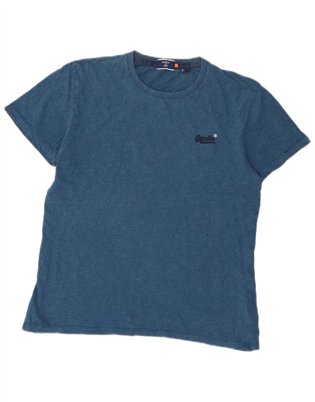Camiseta masculina Superdry Top grande algodão manchado azul