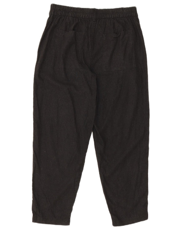 Calça feminina Marks & Spencer cônica cortada Reino Unido 10 pequena W30 L24 preta