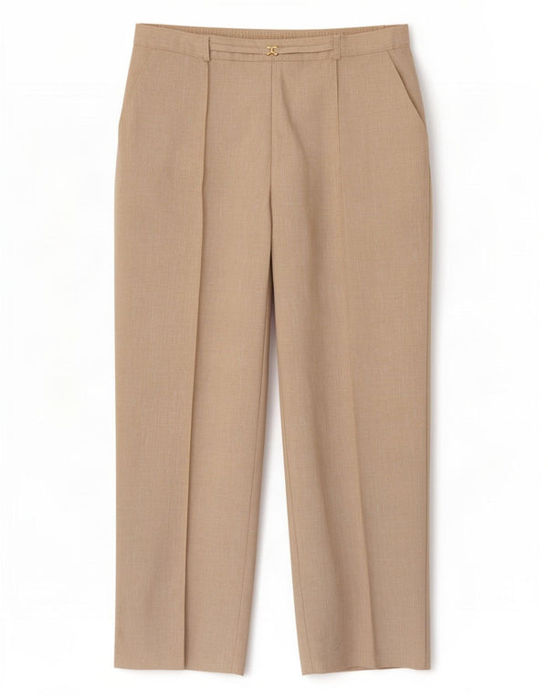 Calça feminina reta casual Marks & Spencer UK 16 grande W32 L26 bege