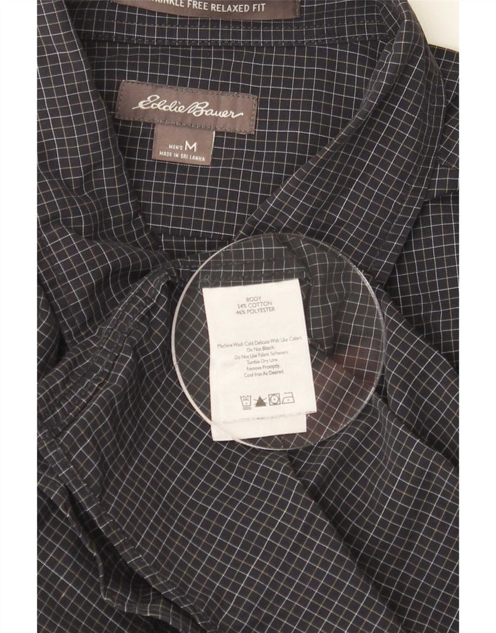 Camisa masculina Eddie Bauer com ajuste relaxado, algodão xadrez médio azul marinho