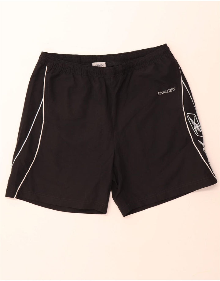 Shorts esportivos gráficos masculinos REEBOK poliéster preto grande