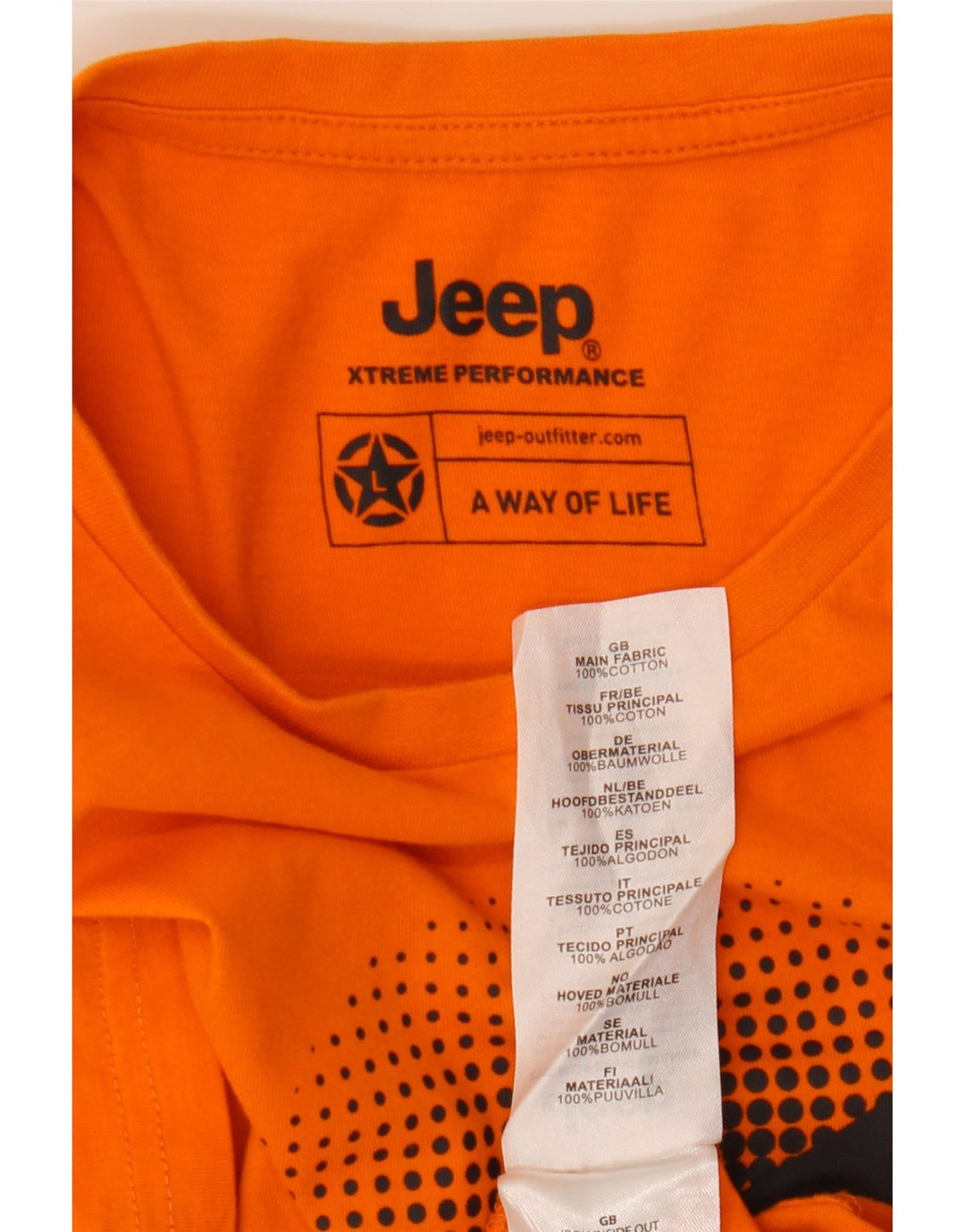 Camiseta gráfica masculina Jeep grande algodão laranja