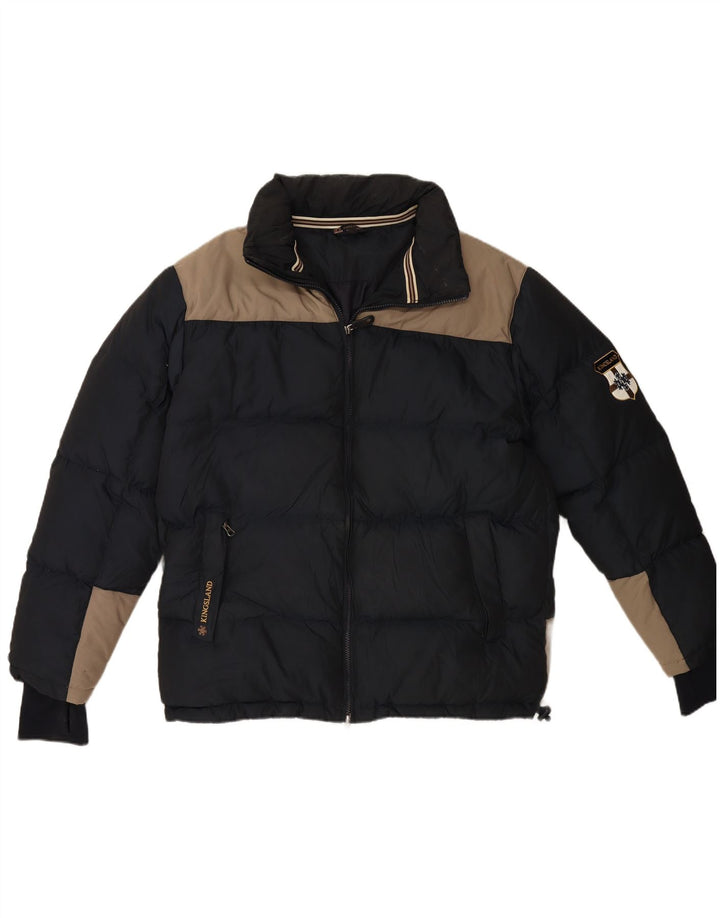 Jaqueta acolchoada masculina KINGSLAND UK 42 XL azul marinho poliéster colorblock