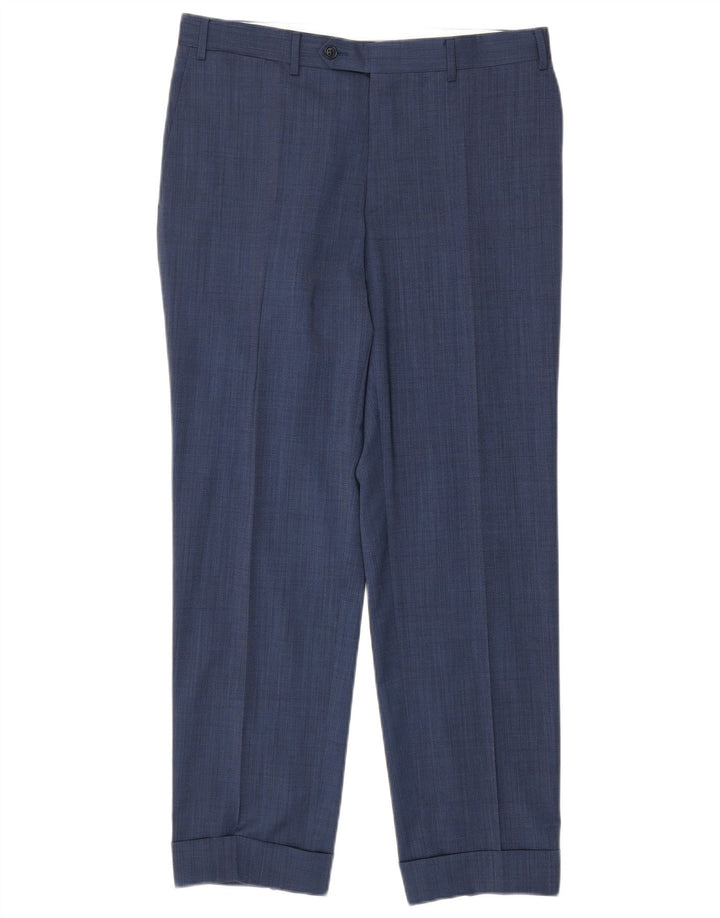 Canali Masculino 2 botões 2 peças terno IT 50 grande W34 L30 lã azul marinho