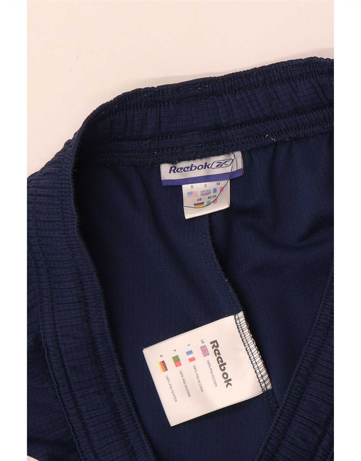 Shorts esportivos masculinos Reebok pequeno poliéster azul marinho