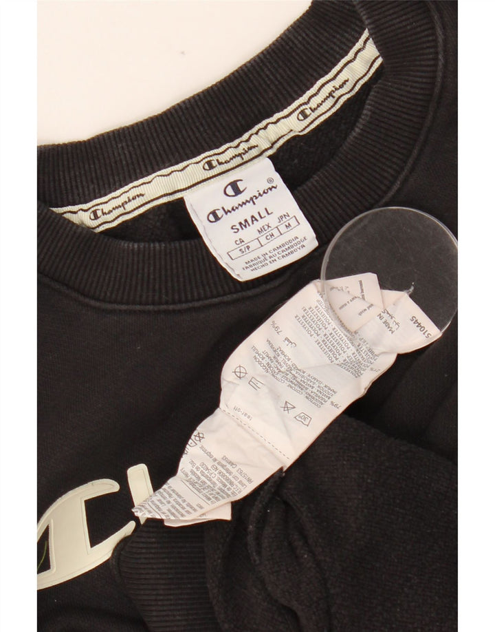 CHAMPION moletom feminino gráfico jumper UK 10 pequeno algodão preto