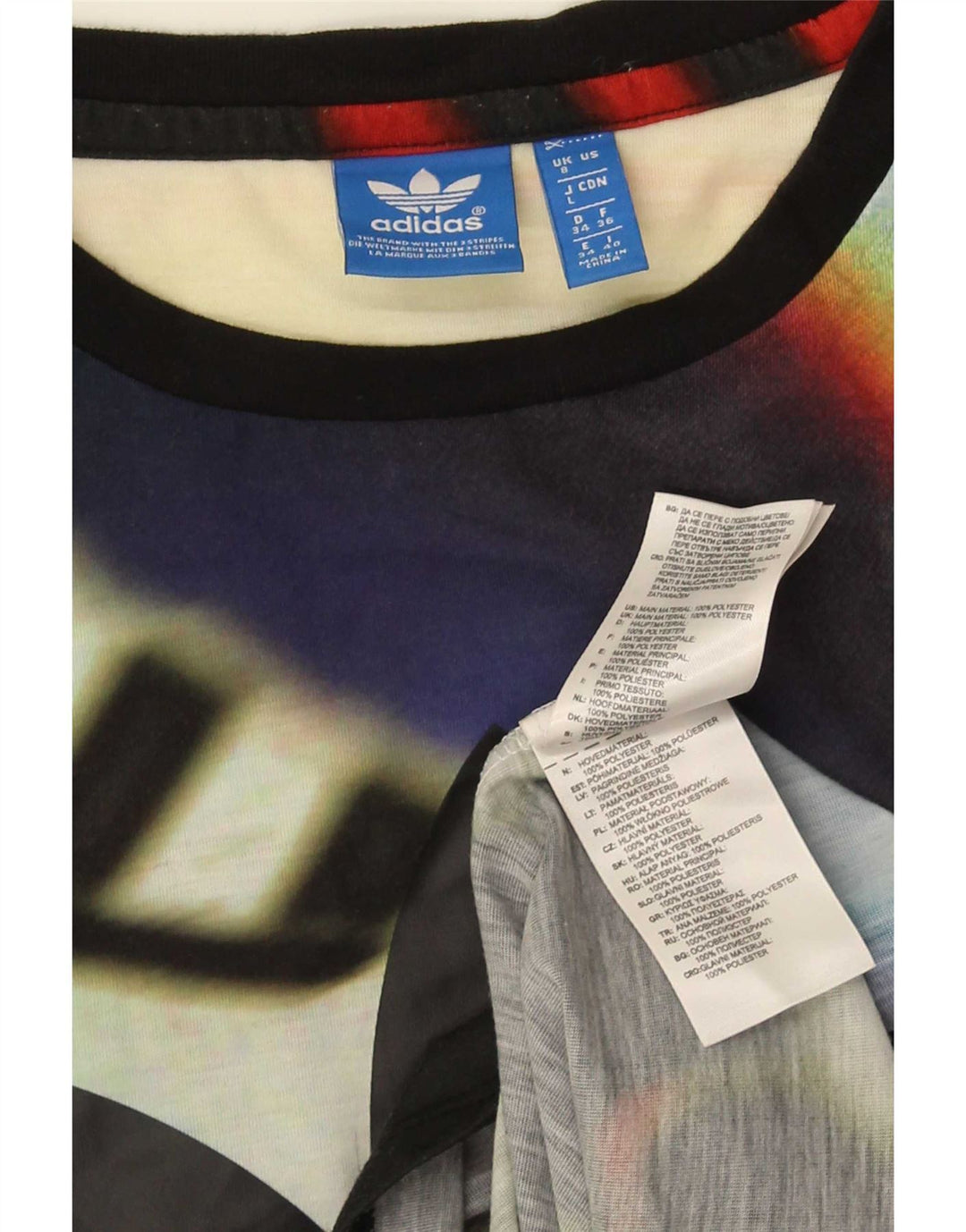Adidas Womens Graphic T-Shirt Top UK 8 Pequeno Poliéster Multicolorido