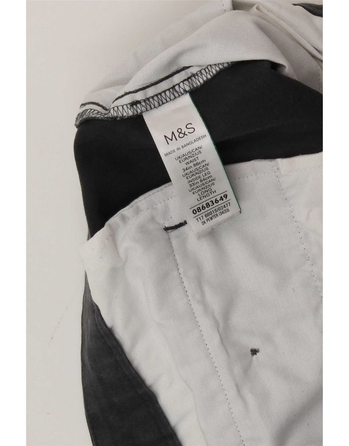 Calça Chino Masculina Slim Marks & Spencer W34 L33 Algodão Cinza