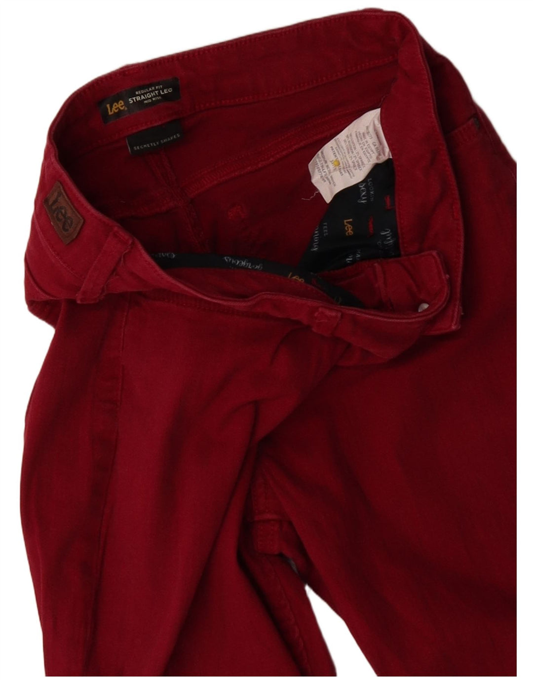 Calça jeans feminina Lee de cintura média regular fit reta EUA 8 médio W30 L29 vermelho