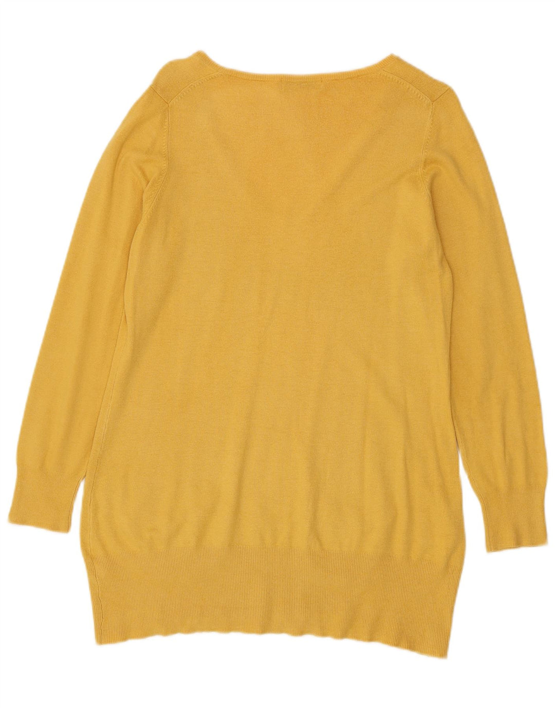 Suéter feminino Marks & Spencer com decote em V Reino Unido 14 viscose amarela média