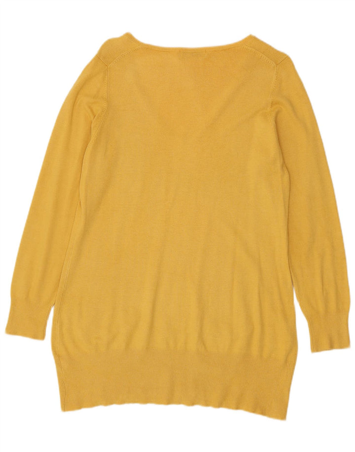 Suéter feminino Marks & Spencer com decote em V Reino Unido 14 viscose amarela média
