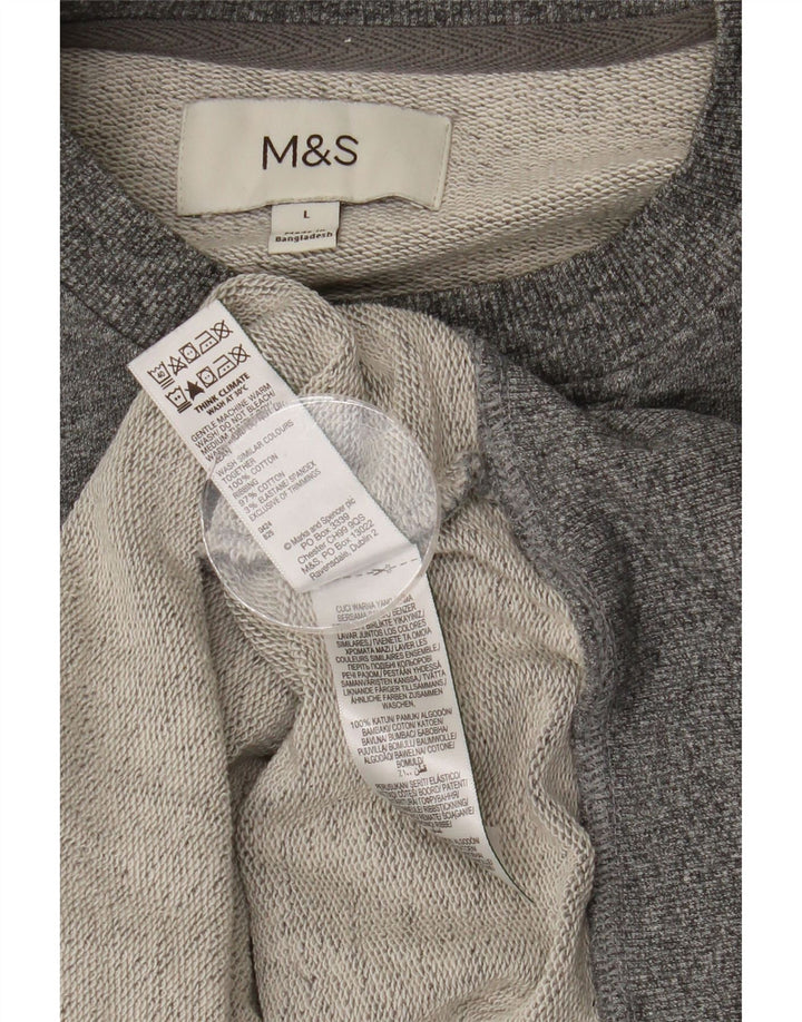 Suéter masculino Marks & Spencer grande algodão manchado cinza