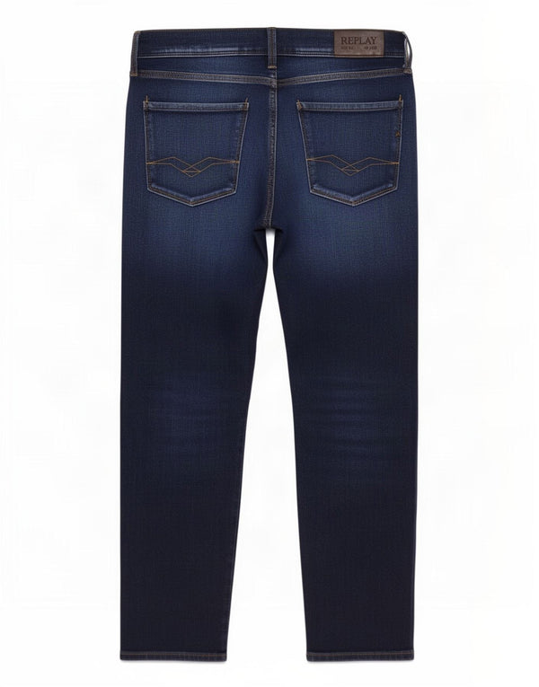 Replay feminino Anbass Slim Jeans W32 L27 azul marinho algodão