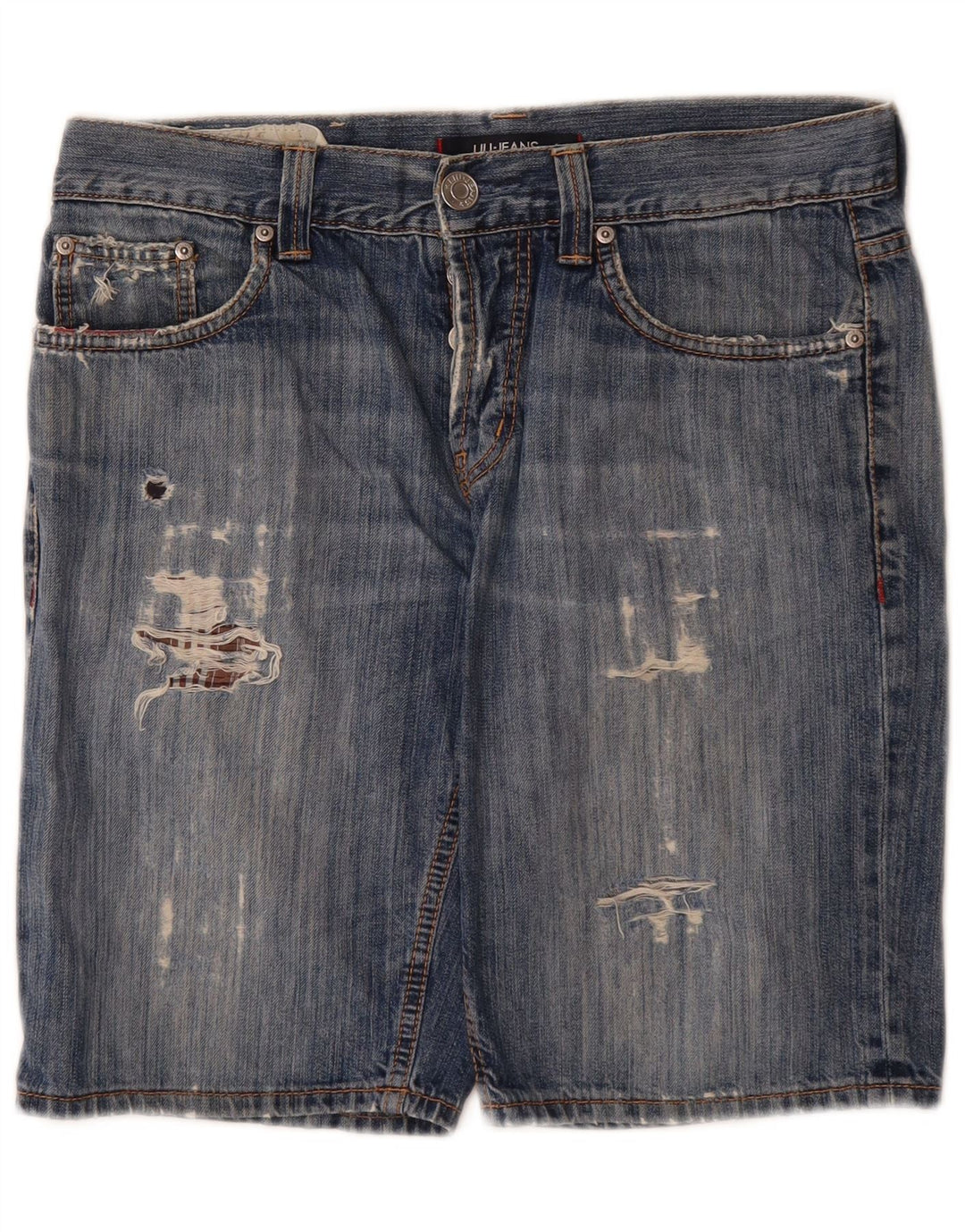 Liu Jo Shorts jeans masculino desgastado W32 algodão azul médio
