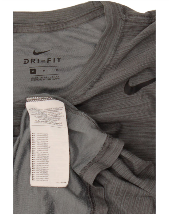 Camiseta Nike masculina Top poliéster listrado cinza médio