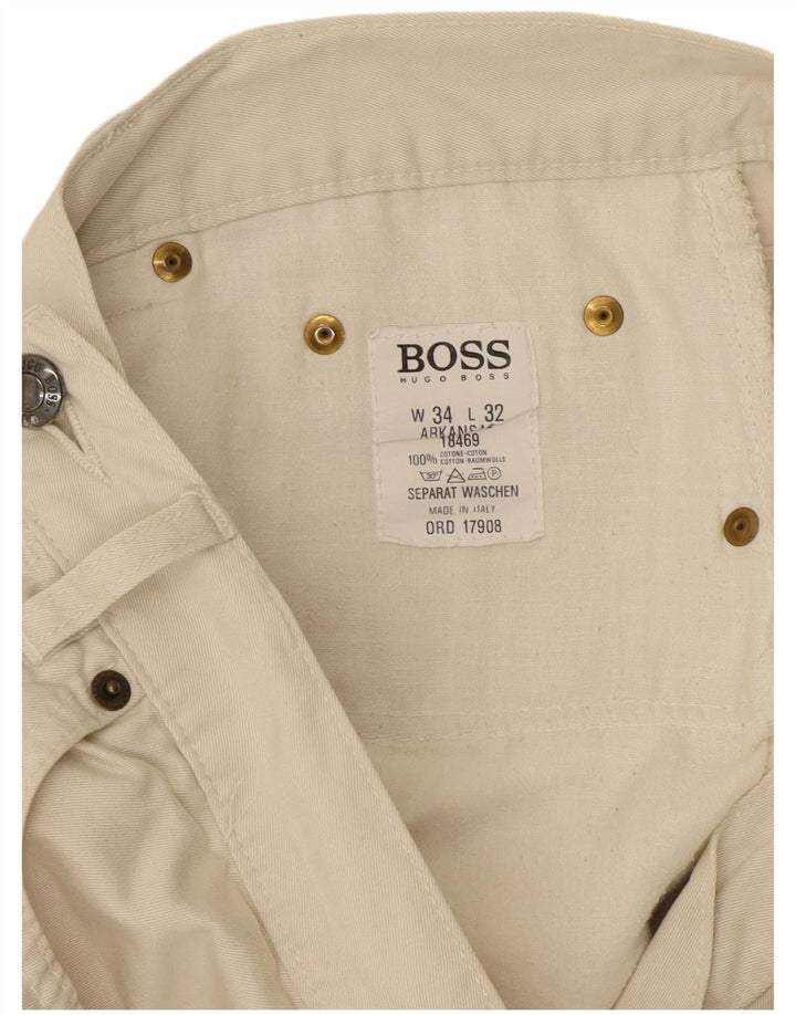 HUGO BOSS Masculino Arkansas Tapered Jeans W34 L32 Algodão Branco