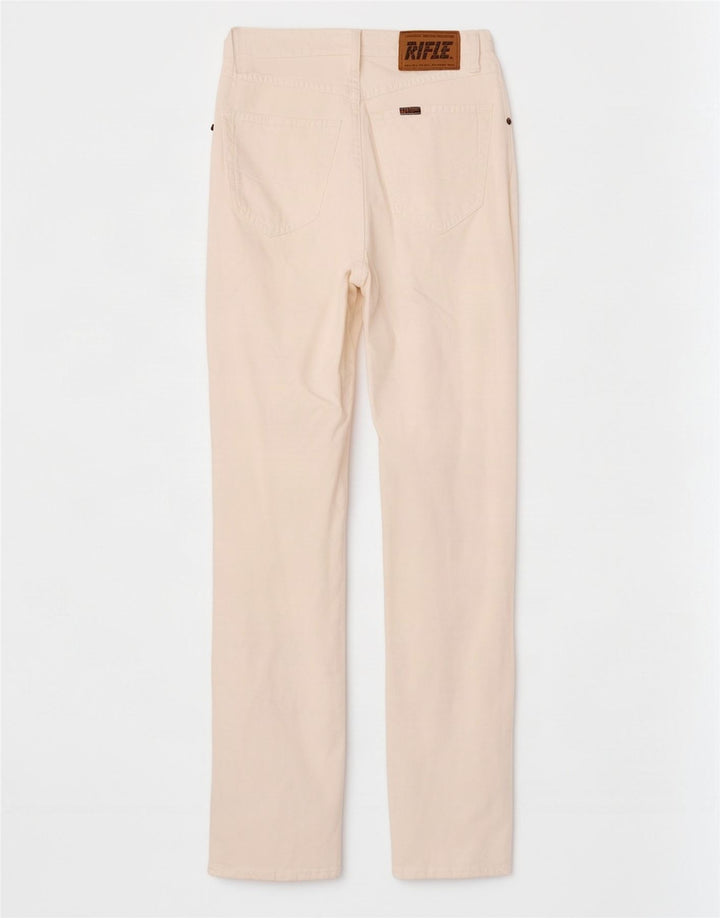 Rifle feminino reto jeans W28 L30 algodão branco