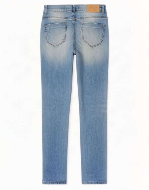 Zara Jeans femininos desgastados slim EU 38 pequeno W28 L32 azul