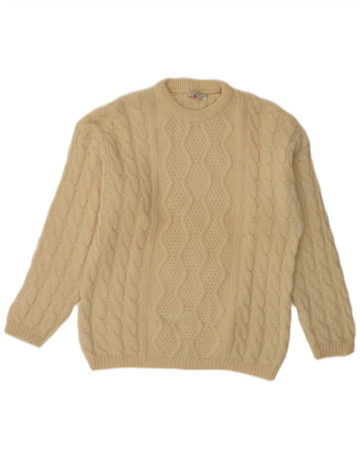 Suéter masculino Benetton com gola redonda IT 48 lã bege médio