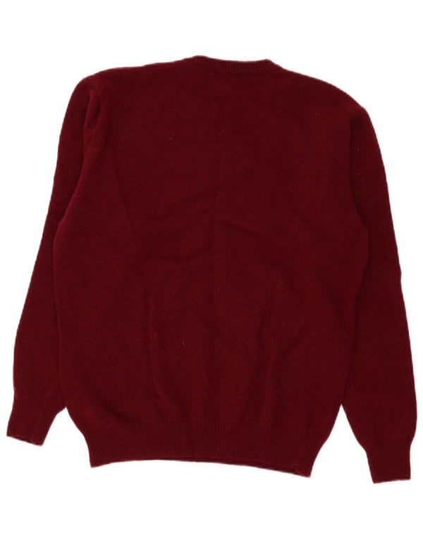 Old River Mens Crew Neck Jumper Sweater Medium Burgundy Virgin Wool