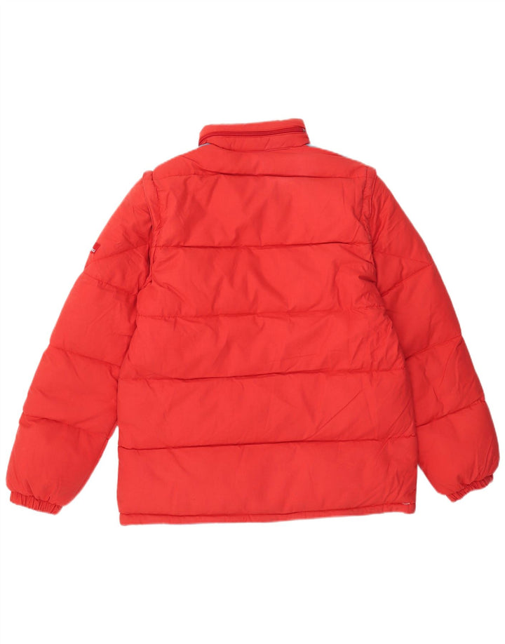 Jaqueta acolchoada com capuz masculina vintage IT 46 poliéster vermelho pequeno Colourblock