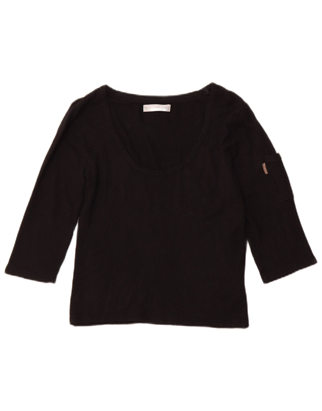Top feminino TED BAKER manga 3/4 tamanho 2 pequeno rayon preto