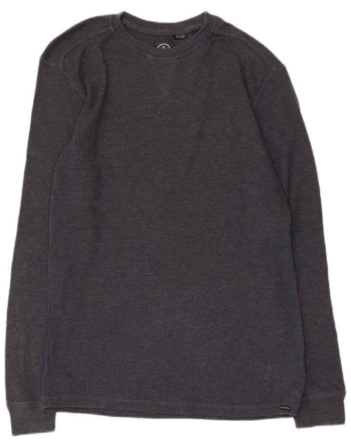 Volcom Mens Regular Fit Top Manga Longa Médio Algodão Cinza