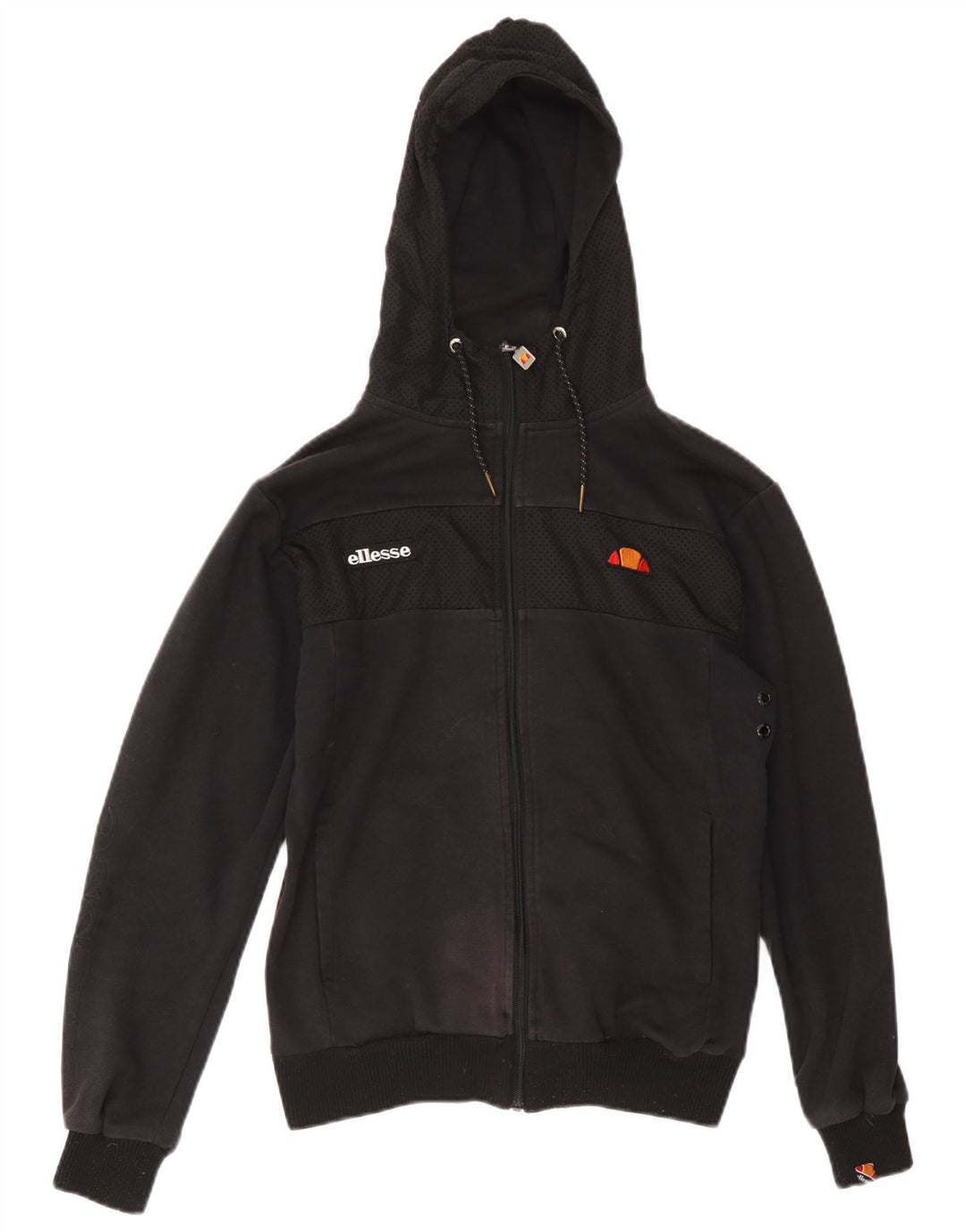 Suéter Ellesse masculino com capuz e zíper médio preto algodão