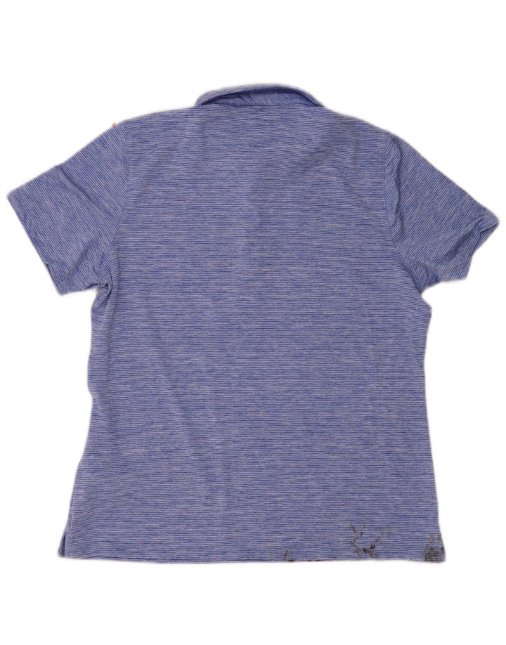 Camisa polo feminina Vineyard Vines UK 14 poliéster listrado azul médio