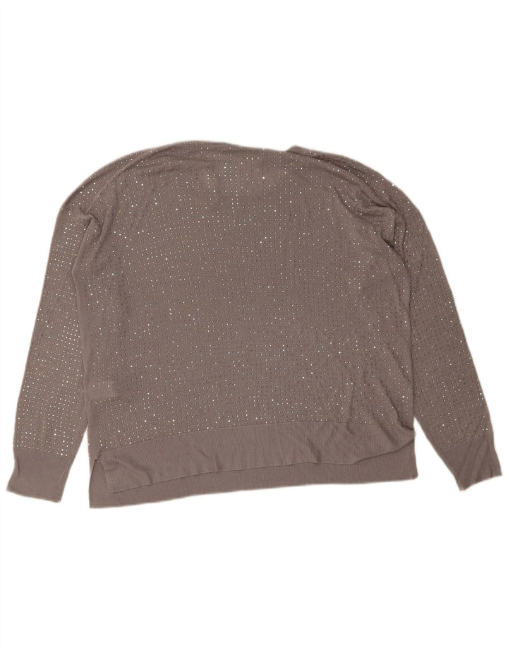 Blusa feminina Zara UK 14 viscose manchada cinza médio