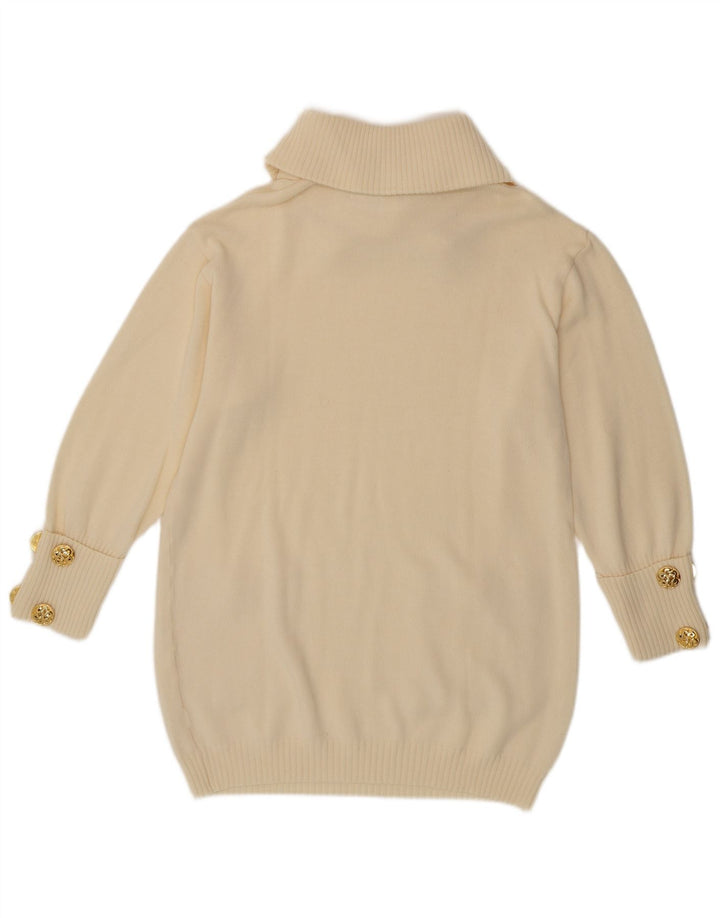 Suéter feminino BODE com gola polo e palangre UK 16 grande off white