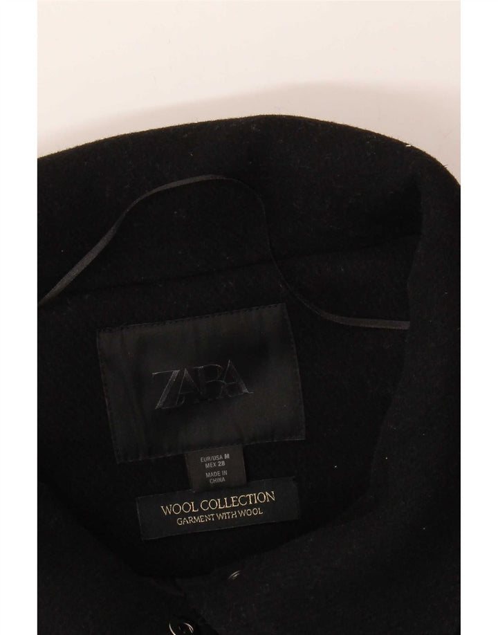 Jaqueta corta-vento feminina Zara Bomber Oversized Reino Unido 14 lã preta média