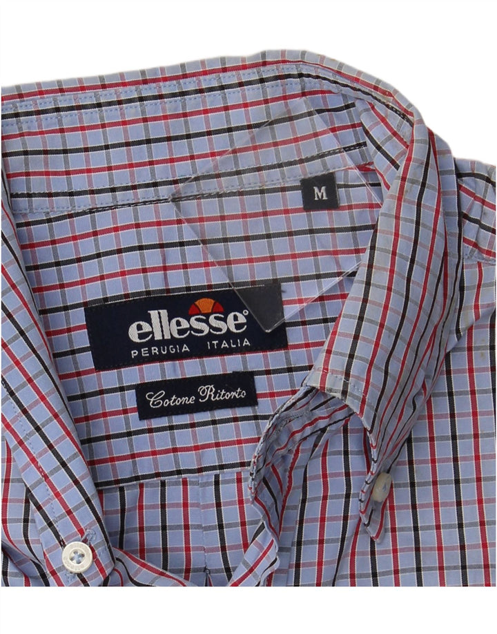Camisa masculina ELLESSE de algodão xadrez azul médio