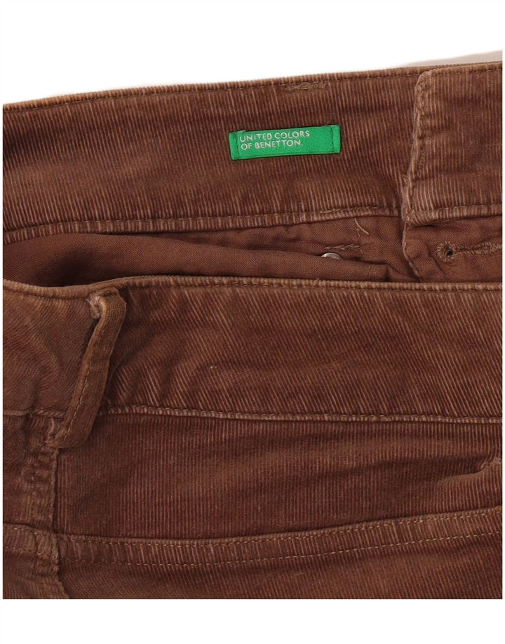 Calça feminina de veludo cotelê Benetton Slim Fit W32 L32 marrom