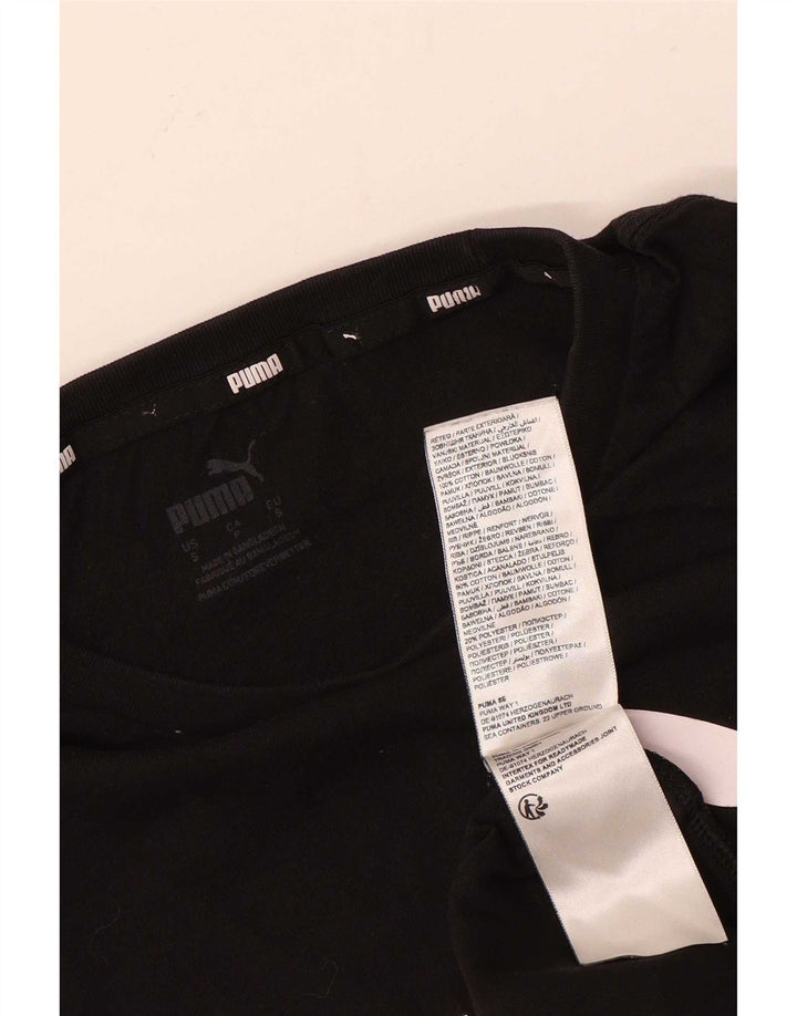 Puma Mens Graphic T-Shirt Top Pequeno Algodão Preto