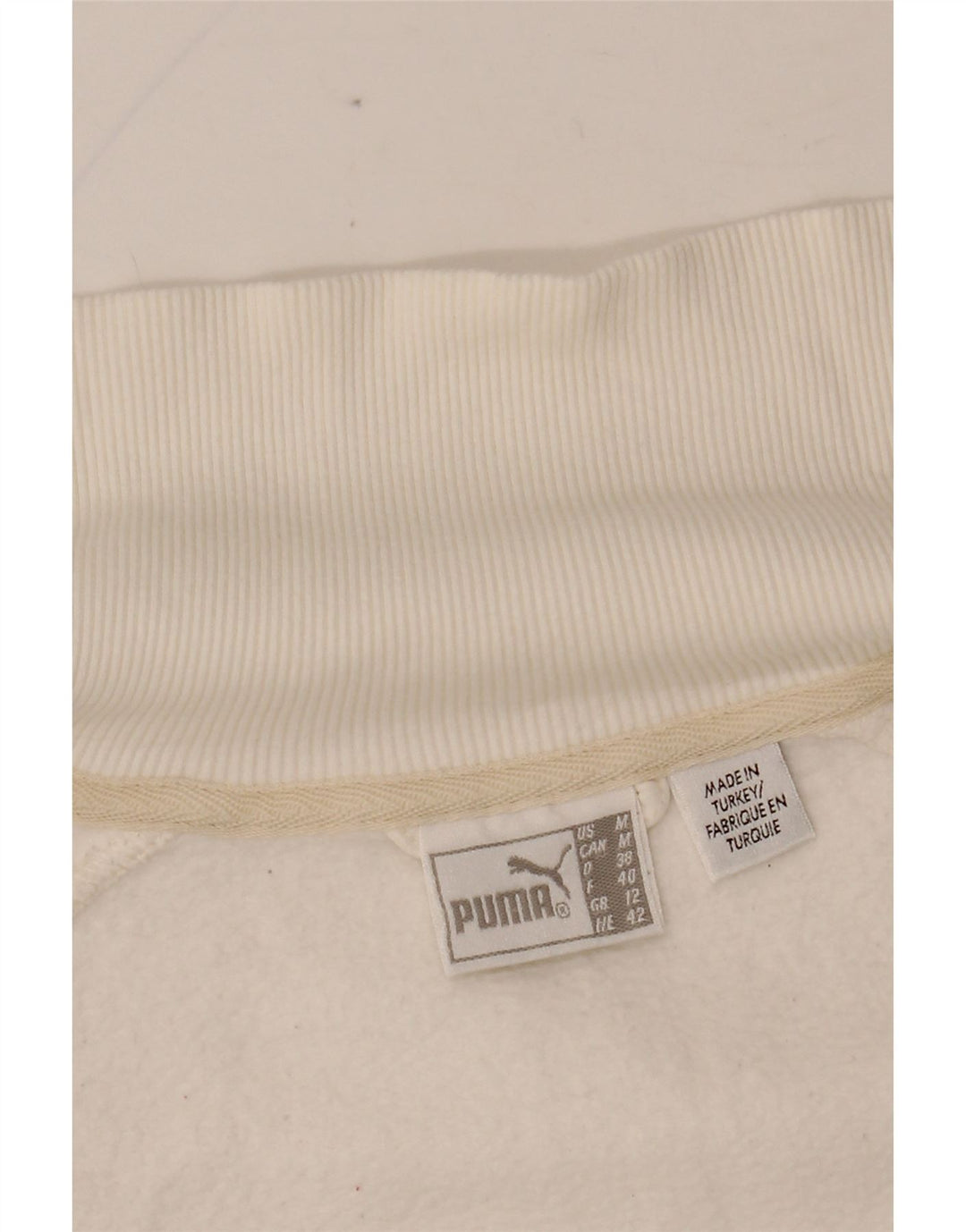 PUMA Womens Graphic Tracksuit Top Jacket UK 14 Médio Branco