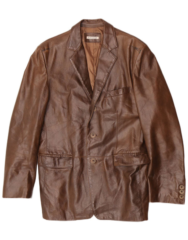 Jaqueta de couro masculina vintage UK 36 pequena marrom clássica