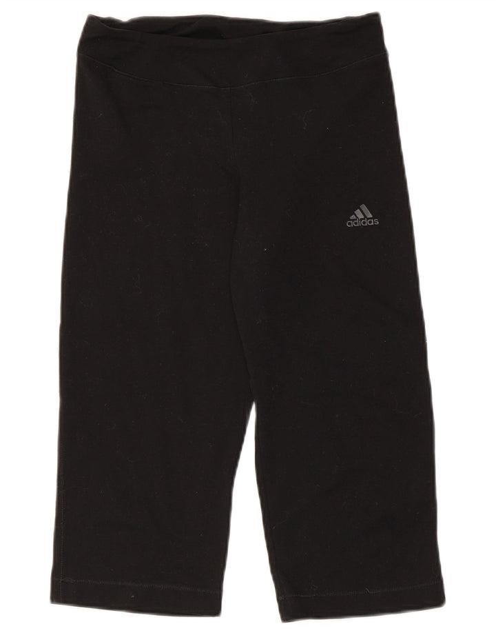 Adidas Womens Climalite Capri Calças de treino UK 12 Médio Preto