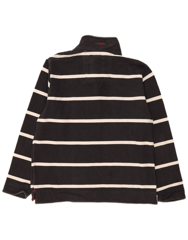 Crew Clothing Mens Zip Neck Moletom Jumper Grande Algodão Listrado Preto